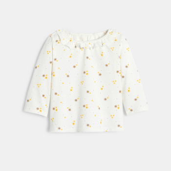 تي شيرت مُزين بطبعة زهور صفراء اللون للفتيات الرُضع